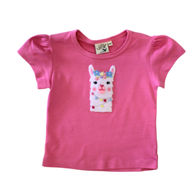 Luigi Kids Pink Flower Llama Shirt