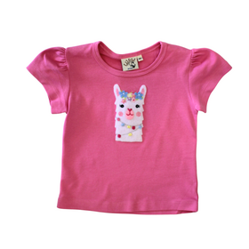 Luigi Kids Pink Flower Llama Shirt