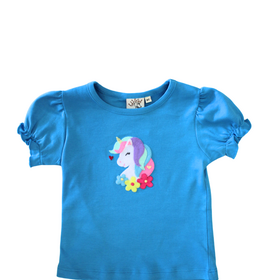 Luigi Kids Teal Unicorn Head Shirt