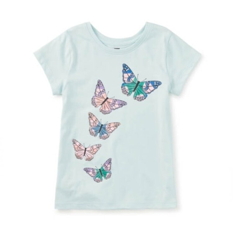 Tea Collection Blue Butterfly Flurry Graphic Tee