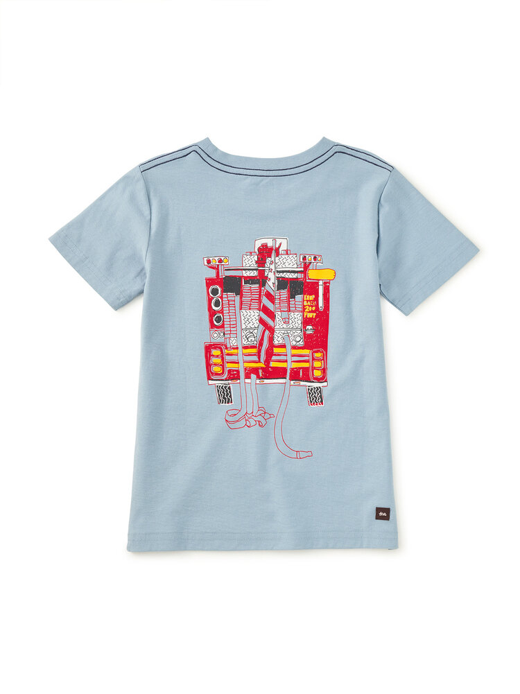 Tea Collection Blue Fire Truck Graphic Tee