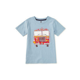 Tea Collection Blue Fire Truck Graphic Tee