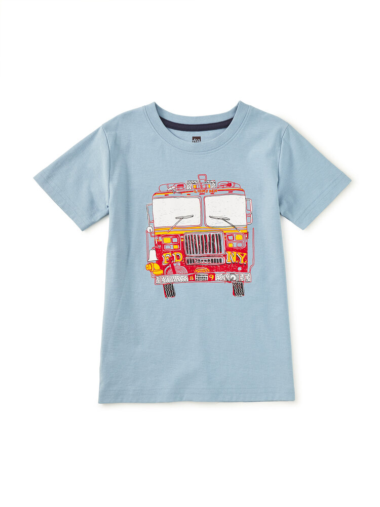 Tea Collection Blue Fire Truck Graphic Tee