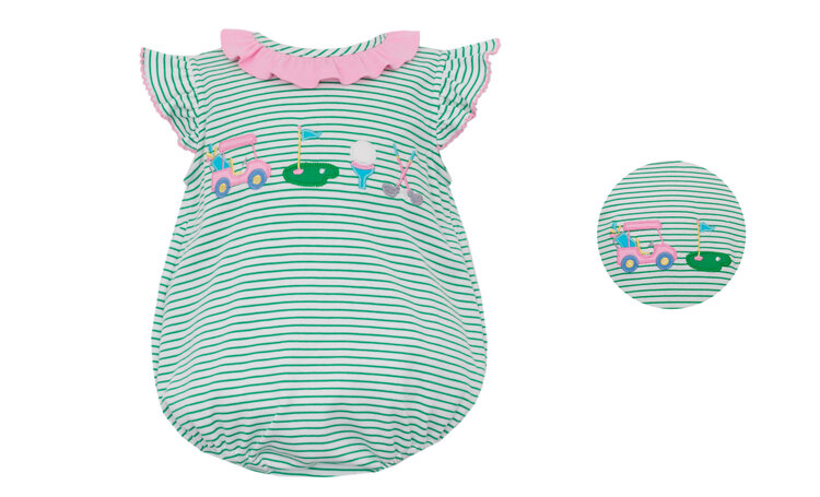 Claire & Charlie Green Stripe Golf Ruffle Bubble