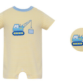 Claire & Charlie Yellow Stripe Crane Romper