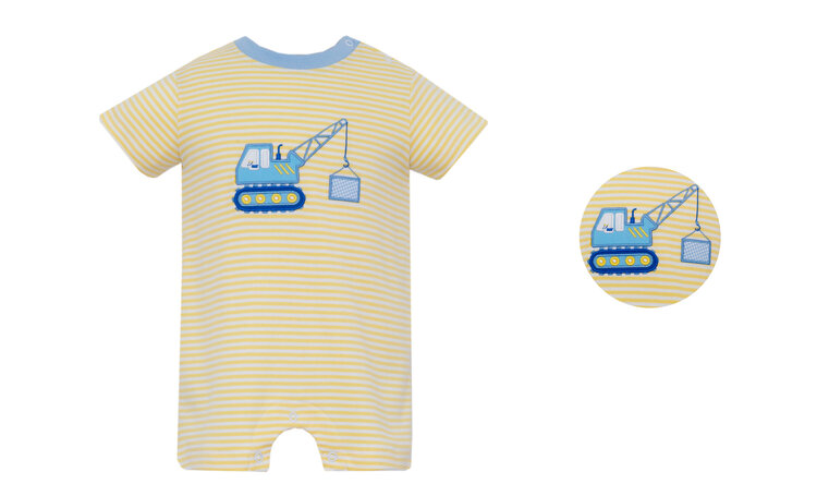 Claire & Charlie Yellow Stripe Crane Romper