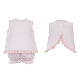 Petit Bebe Pink Gingham Floral Bloomer Set