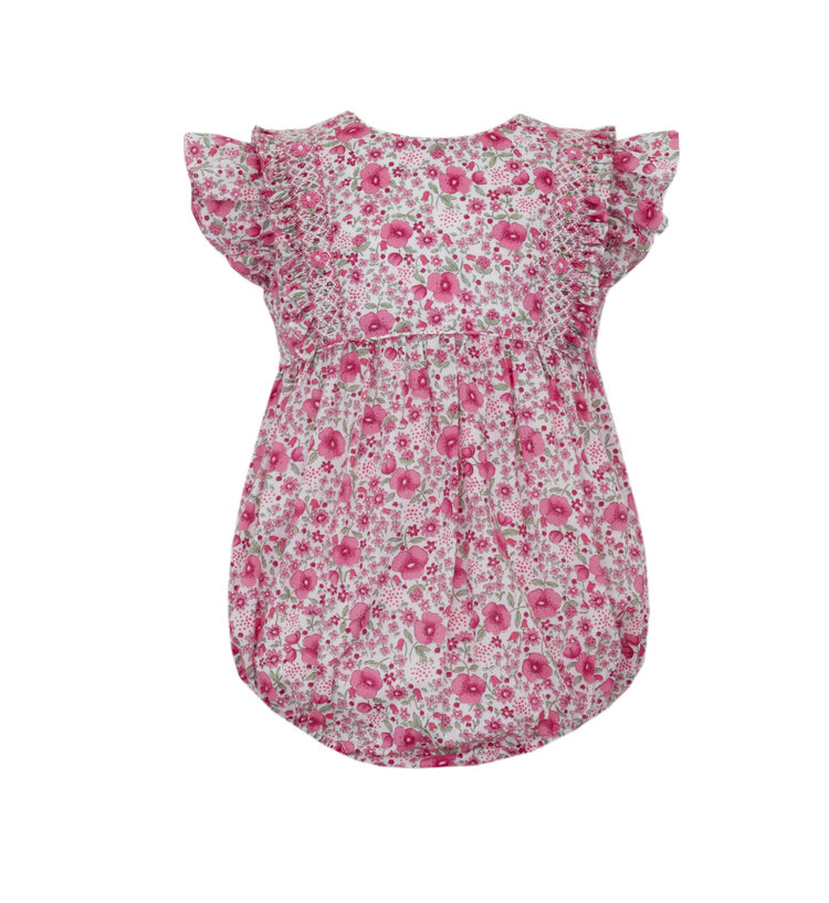 Claire & Charlie Pink Roses Smocked Bubble
