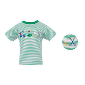 Claire & Charlie Green Stripe Golf Shirt