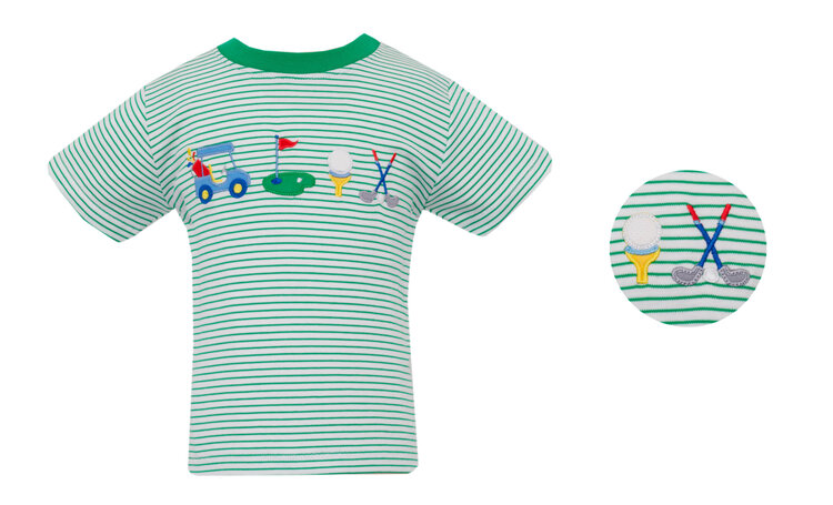 Claire & Charlie Green Stripe Golf Shirt