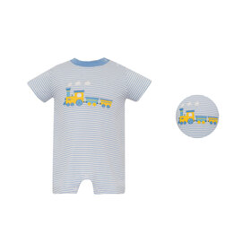 Claire & Charlie Blue Stripe Train Romper