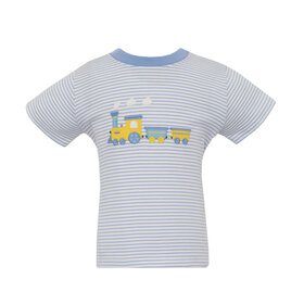 Claire & Charlie Blue Stripe Train Shirt