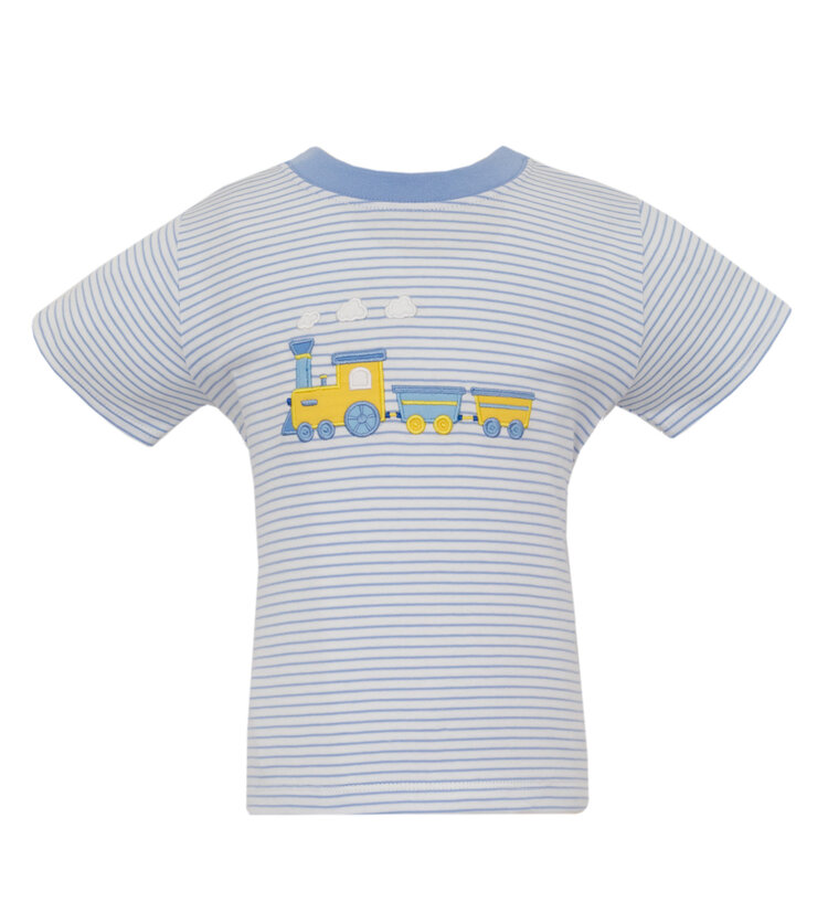 Claire & Charlie Blue Stripe Train Shirt