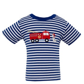 Claire & Charlie Blue Stripe Firetruck Shirt