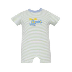 Claire & Charlie Green Stripe Helicopter Romper