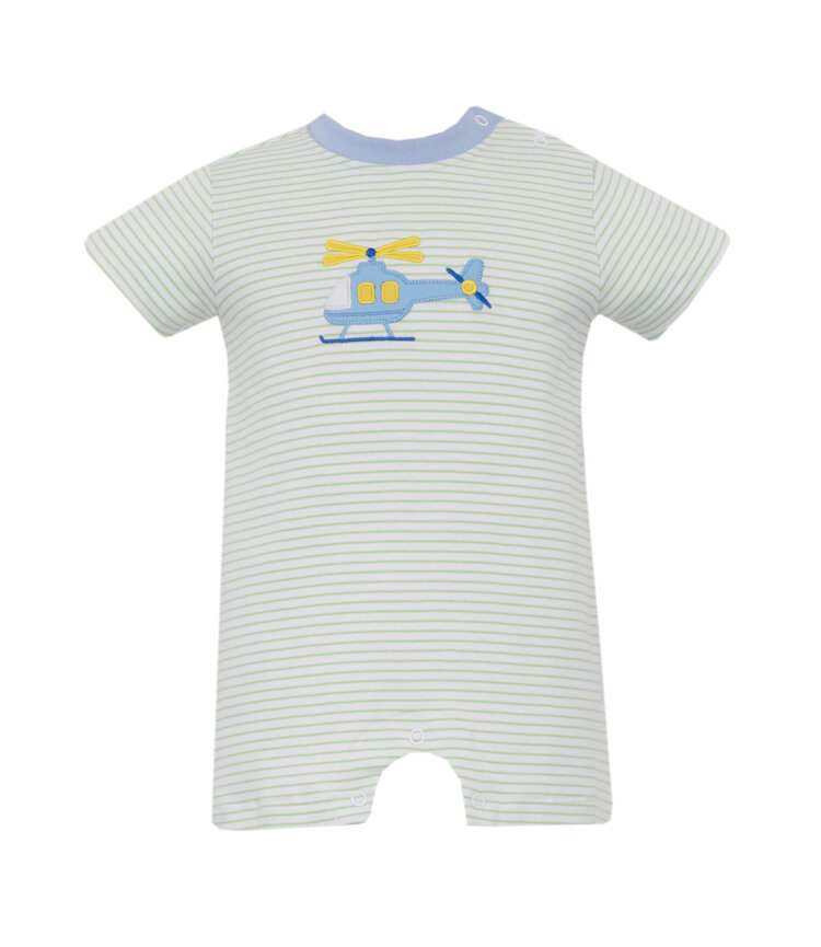 Claire & Charlie Green Stripe Helicopter Romper
