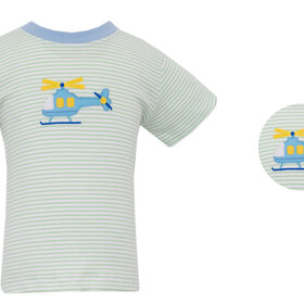 Claire & Charlie Green Stripe Helicopter Shirt