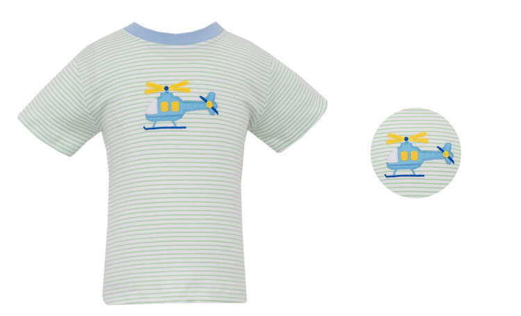Claire & Charlie Green Stripe Helicopter Shirt