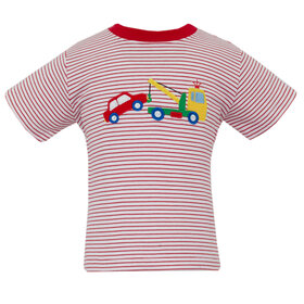 Claire & Charlie Red Stripe Tow Truck Shirt