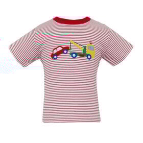 Claire & Charlie Red Stripe Tow Truck Shirt