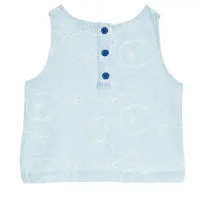 Tractr Blue Embossed Floral A Line Top