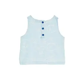 Tractr Blue Embossed Floral A Line Top