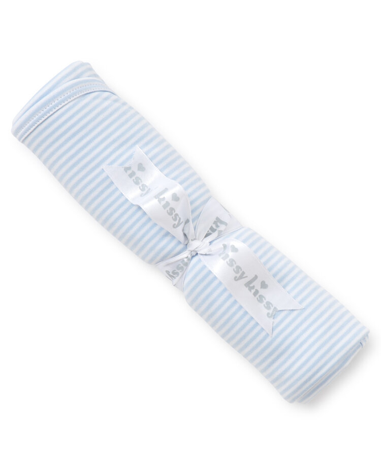 Kissy Kissy Blue Stripe Blanket