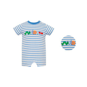 Claire & Charlie Backyard Bugs Blue Stripe Romper