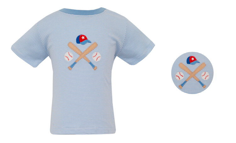 Claire & Charlie Blue Stripe Baseball Shirt