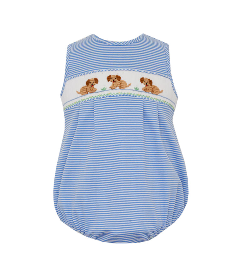 Petit Bebe Blue Stripe Garden Puppies Bubble
