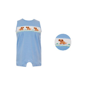 Petit Bebe Blue Stripe Garden Puppies Jon Jon