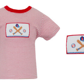 Anavini Red Stripe Smocked Baseball Tee