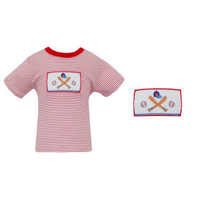 Anavini Red Stripe Smocked Baseball Tee