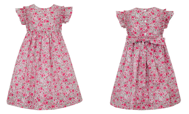 Claire & Charlie Pink Roses Smocked Dress