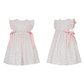 Petit Bebe Pink Floral W/Side Bows Dress