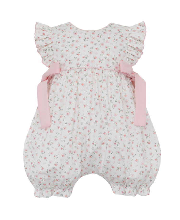 Petit Bebe Pink Floral W/Side Bows Bubble