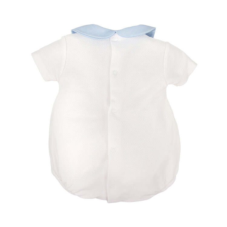 Babidu Blue Collar Smocked Button Bubble