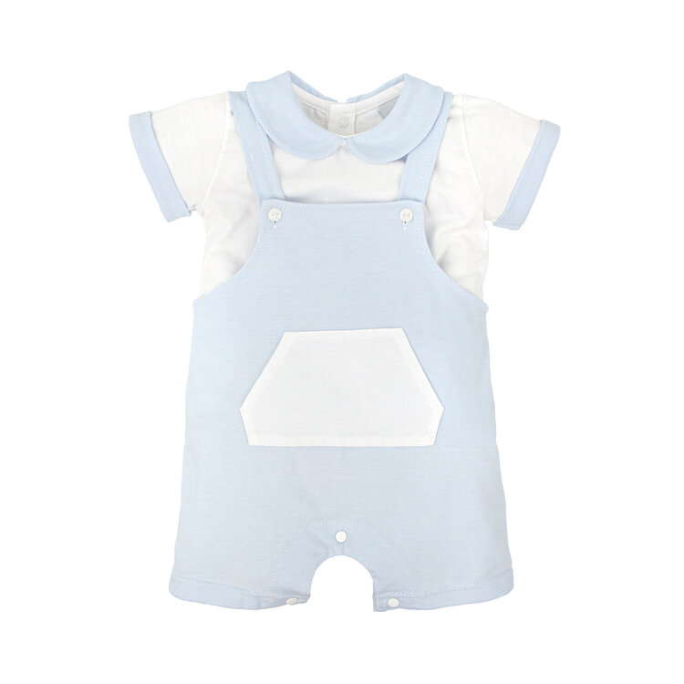 Babidu Blue and White Overall Set