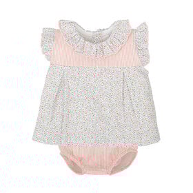 Babidu Pink Ging Floral Dress Set