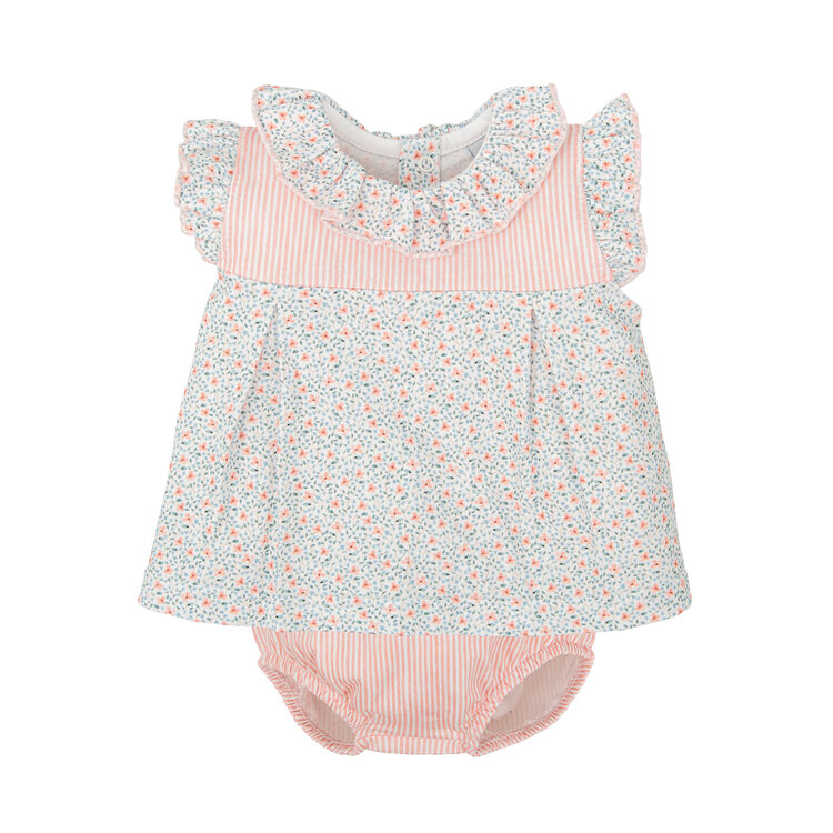 Babidu Pink Ging Floral Dress Set