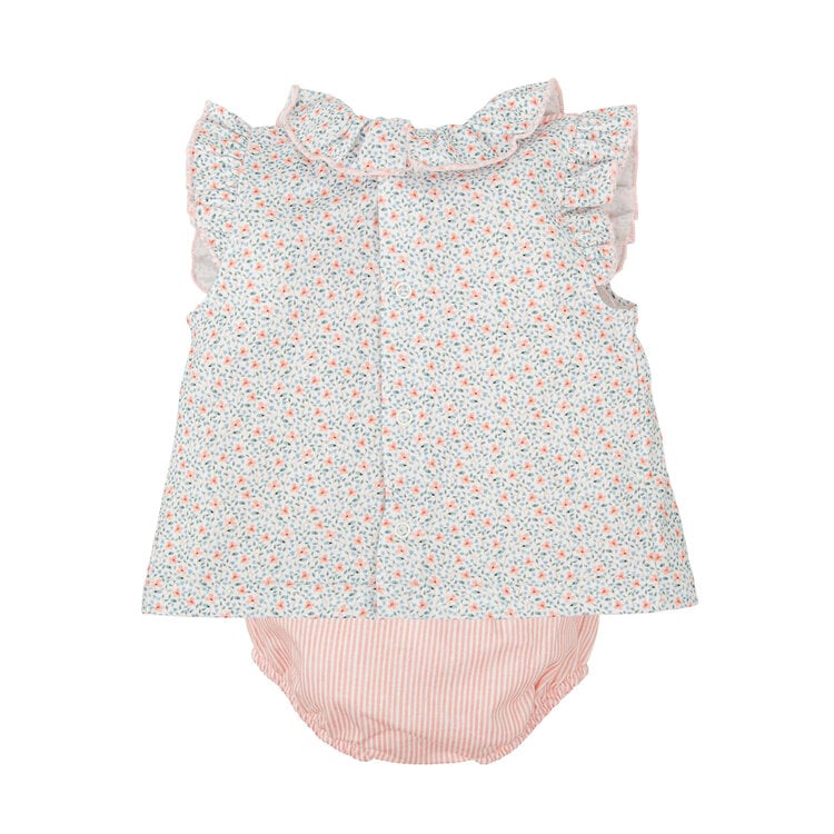 Babidu Pink Ging Floral Dress Set