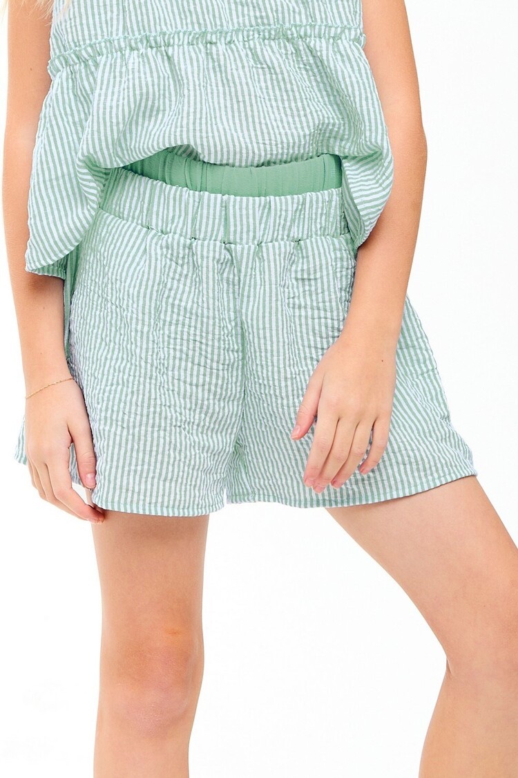 Good Girl Sage Stripe Double Waist Band Shorts