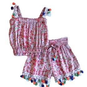 Bela &  Nuni Fringe Boho Coral Short