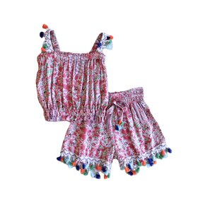 Bela &  Nuni Fringe Boho Coral Short