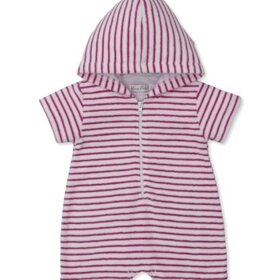 Kissy Kissy Fuschia Stripe Terry Hooded Romper