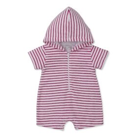 Kissy Kissy Fuschia Stripe Terry Hooded Romper