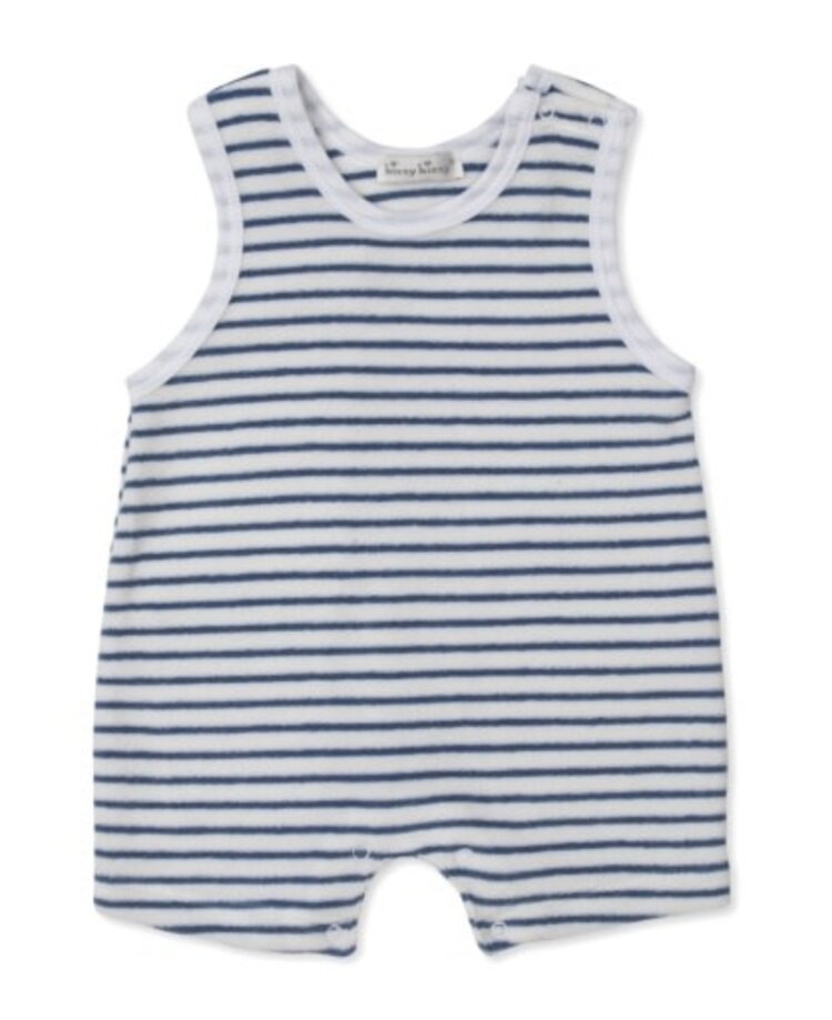 Kissy Kissy Blue Stripe Terry Romper