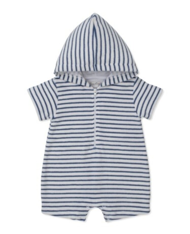 Kissy Kissy Blue Stripe Terry Hooded Romper