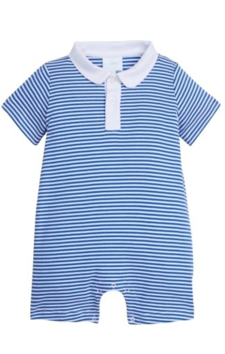 Little English Royal Stripe Peter Pan Polo Romper
