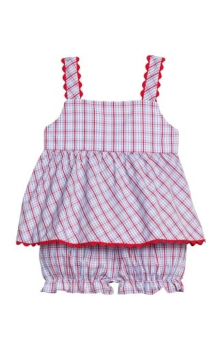 Little English Patriotic Plaid Evie Bloomer Set